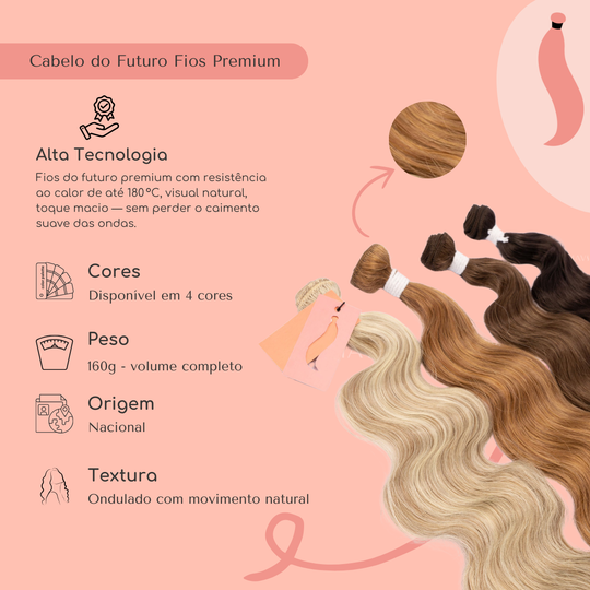 Cabelo do Futuro Ondulado Na Tela 65cm 100g Mega Hair 8Cores