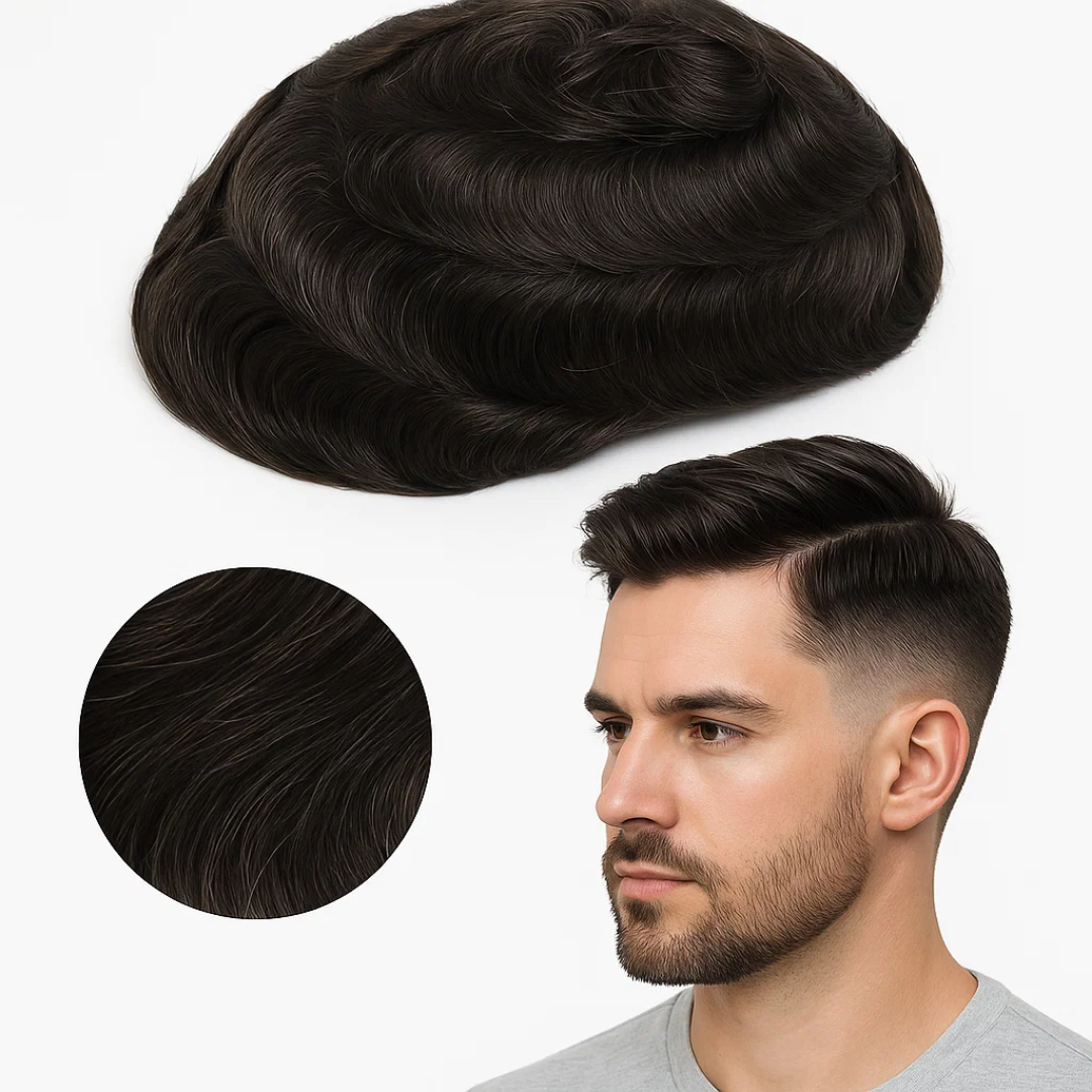 Prótese Capilar Masculina Castanho Escuro Cor 1b 15x20 e 20x25