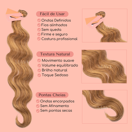 Cabelo do Futuro Ondulado Na Tela 65cm 100g Mega Hair 8Cores