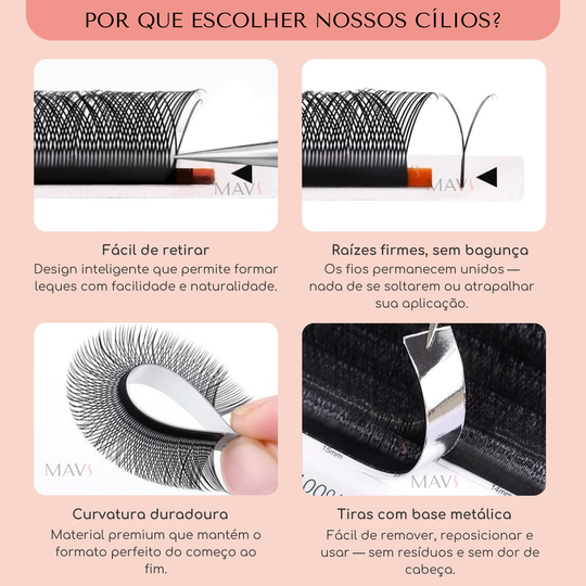 Cílios Posticos YY Alongamento e Volume Brasileiro Fio 0.07