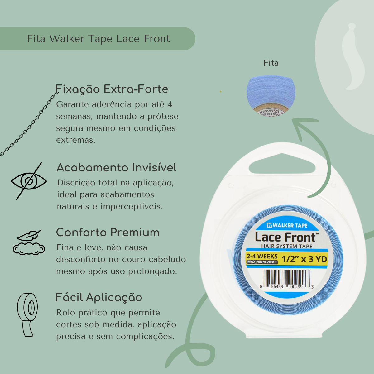 Fita Adesiva Capilar Mega Hair Prótese Walker Tape Lace Front Extra Forte - Todos os Tamanhos