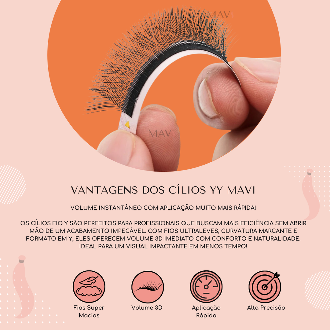 Cílios Posticos YY Alongamento e Volume Brasileiro Fio 0.07