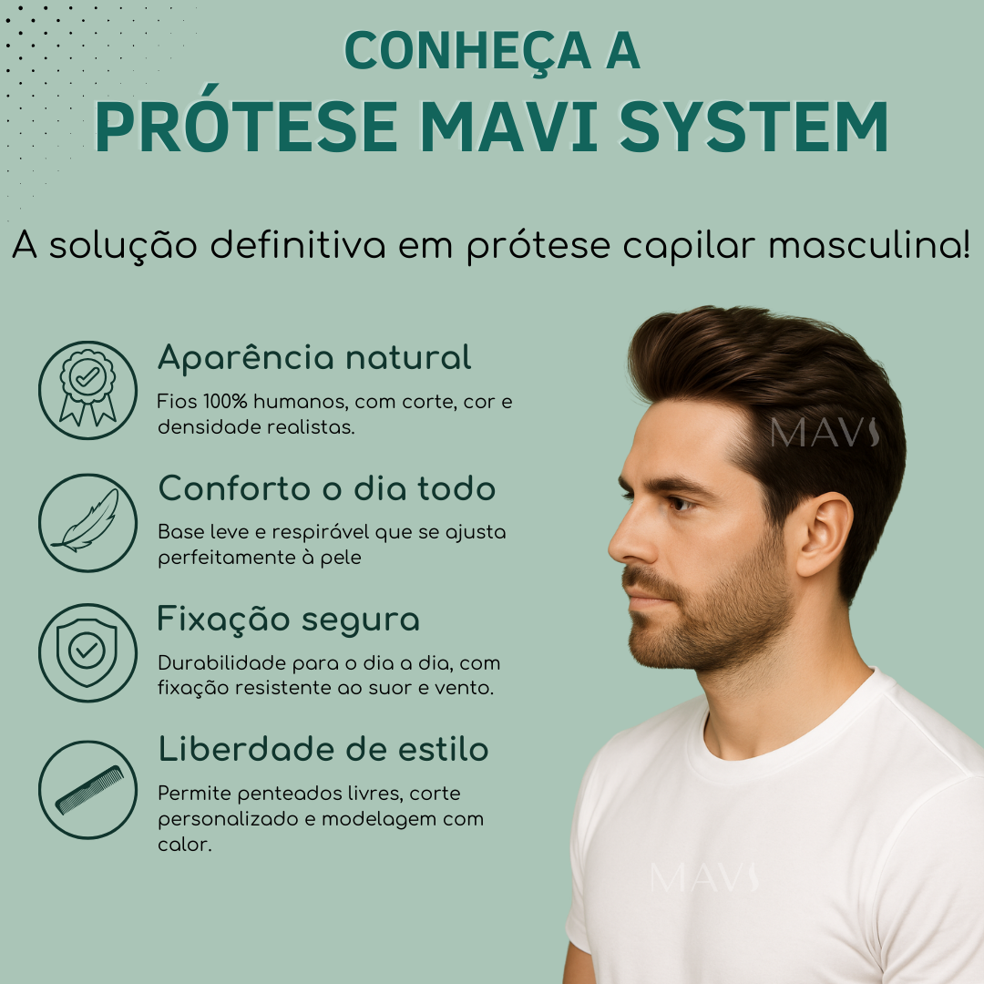 Prótese Capilar Masculina Castanho Escuro Cor 1b 15x20 e 20x25