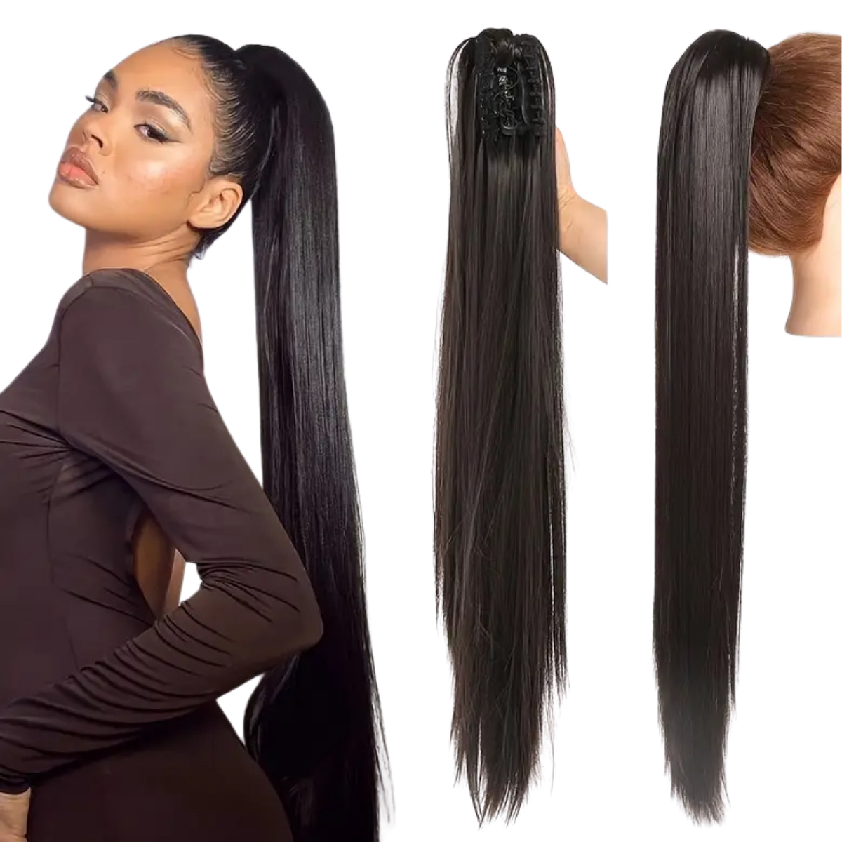 Rabo De Cavalo Aplique Liso Fácil Colocação 60cm 140g