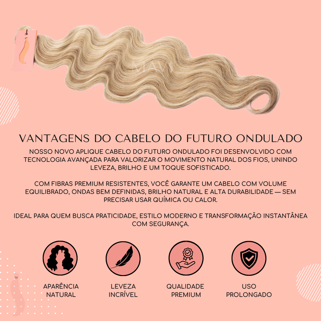 Cabelo do Futuro Ondulado Na Tela 65cm 100g Mega Hair 8Cores