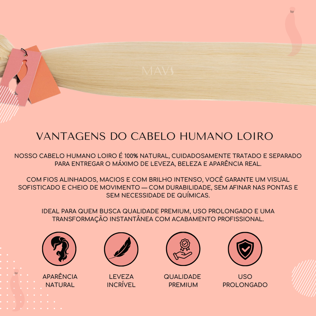 Cabelo 100% Humano Loiro Natural Liso, Todos os Tamanhos Disponíveis, Envio Imediato, Frete Grátis, Promoção