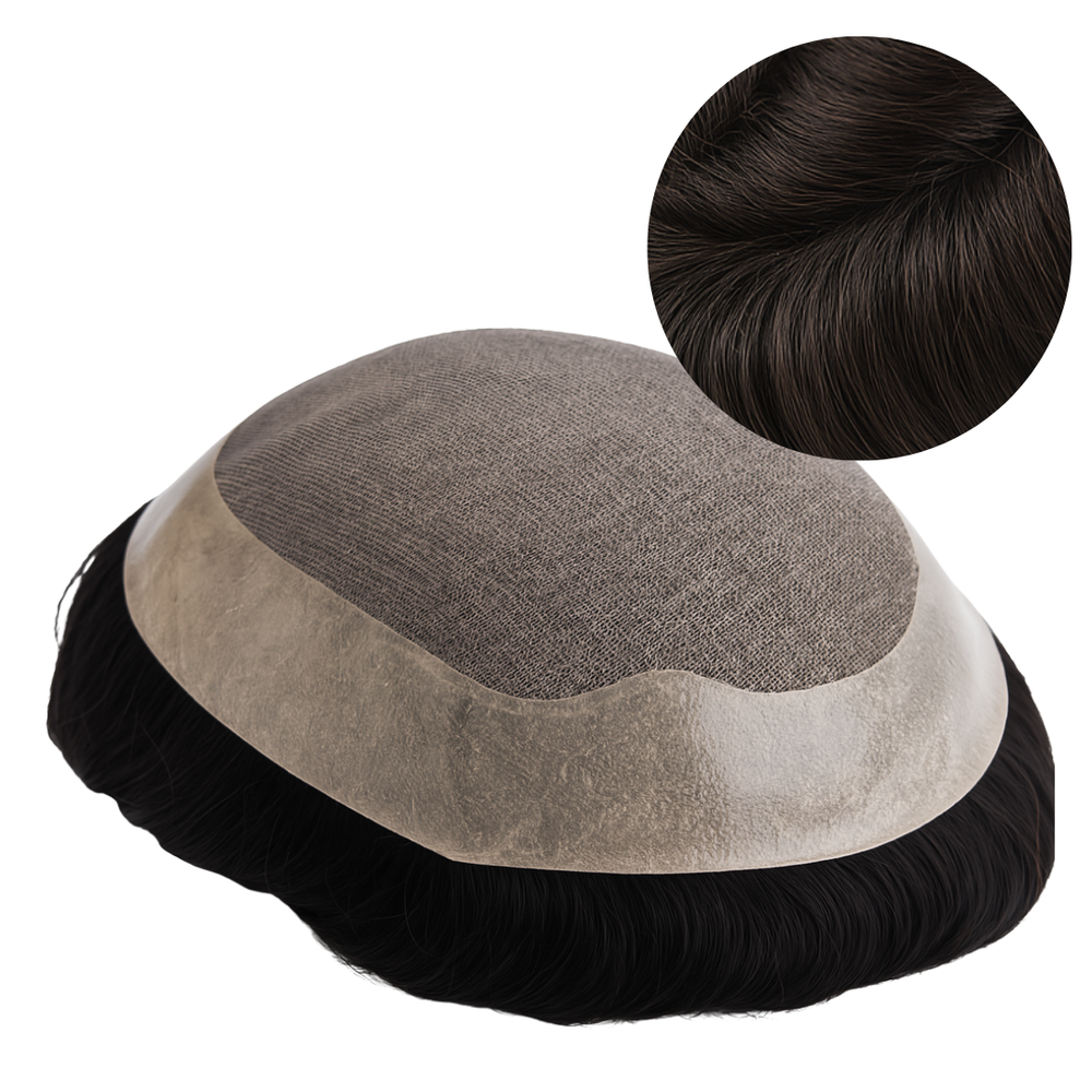 Prótese Capilar Masculina Castanho Escuro Cor 1b 15x20 e 20x25