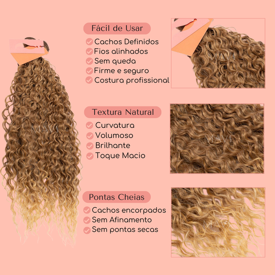 Cabelo do Futuro Cacheado Na Tela 55cm 100g Mega Hair 8Cores