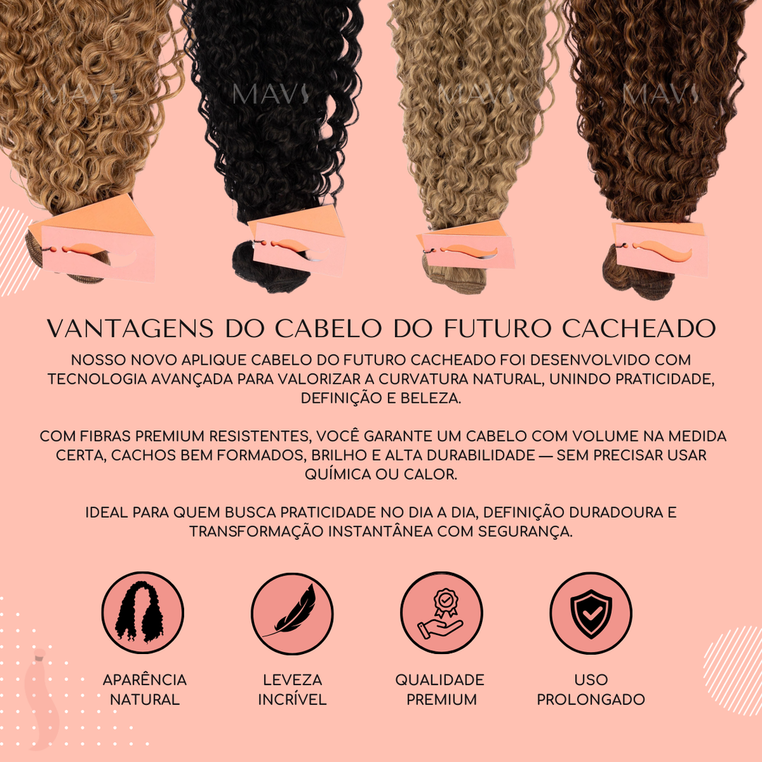 Cabelo do Futuro Cacheado Na Tela 55cm 100g Mega Hair 8Cores