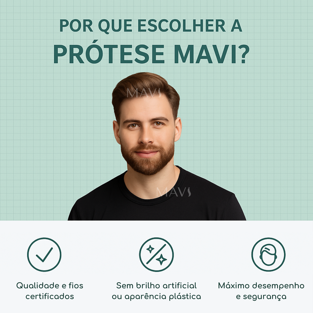 Prótese Capilar Masculina Castanho Escuro Cor 1b 15x20 e 20x25