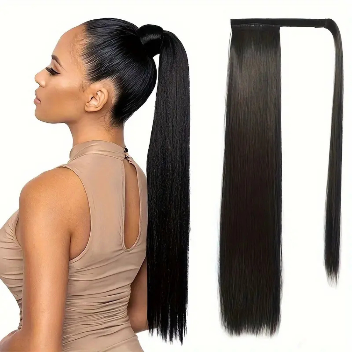 Rabo De Cavalo Liso com Velcro 100g 60cm Fácil Aplicação