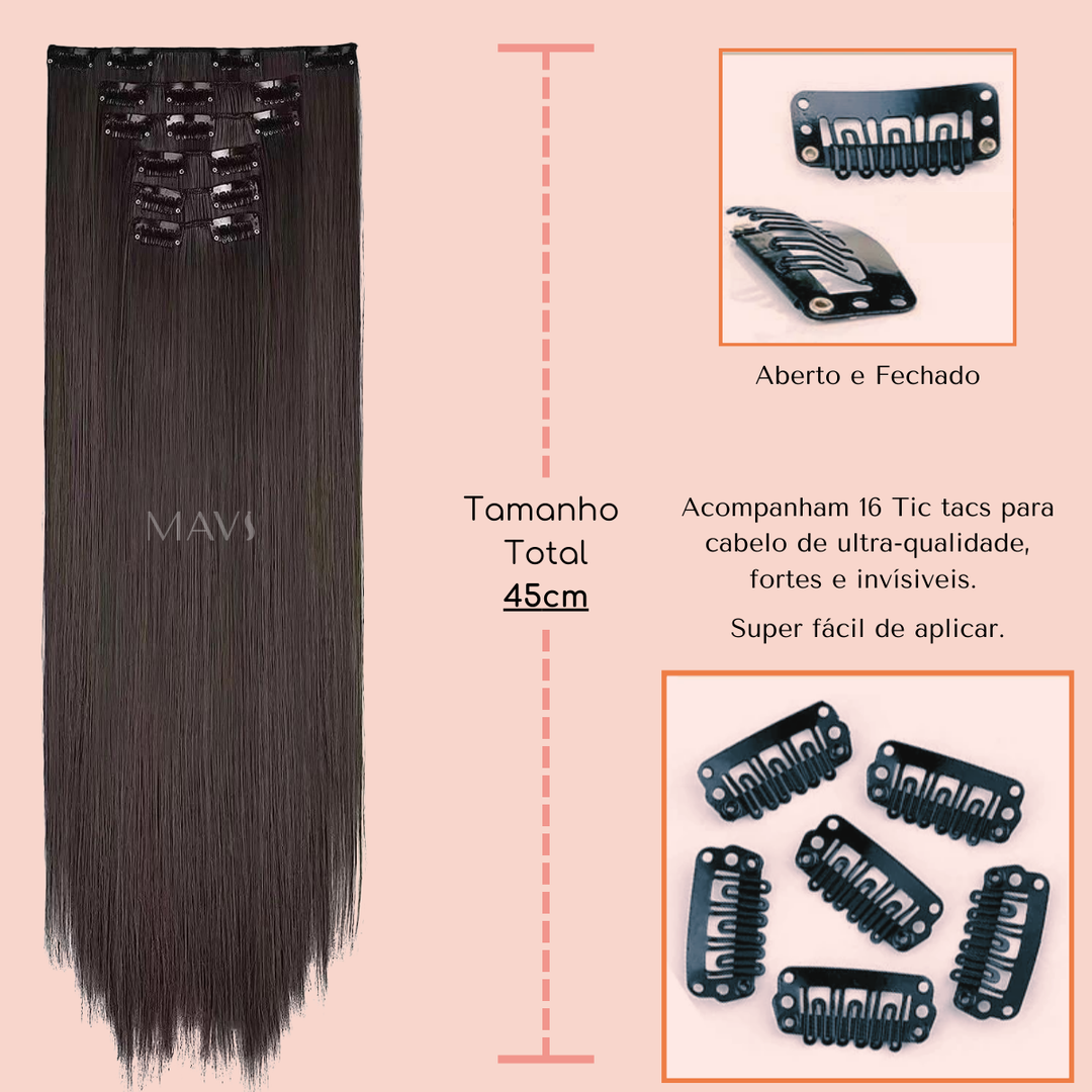 Cabelo 100% Humano Natural no TIC TAC 100g 45cm 65cm