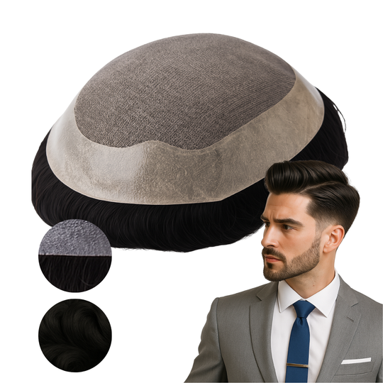 Prótese Capilar Masculina Castanho Escuro Cor 1b 15x20 e 20x25