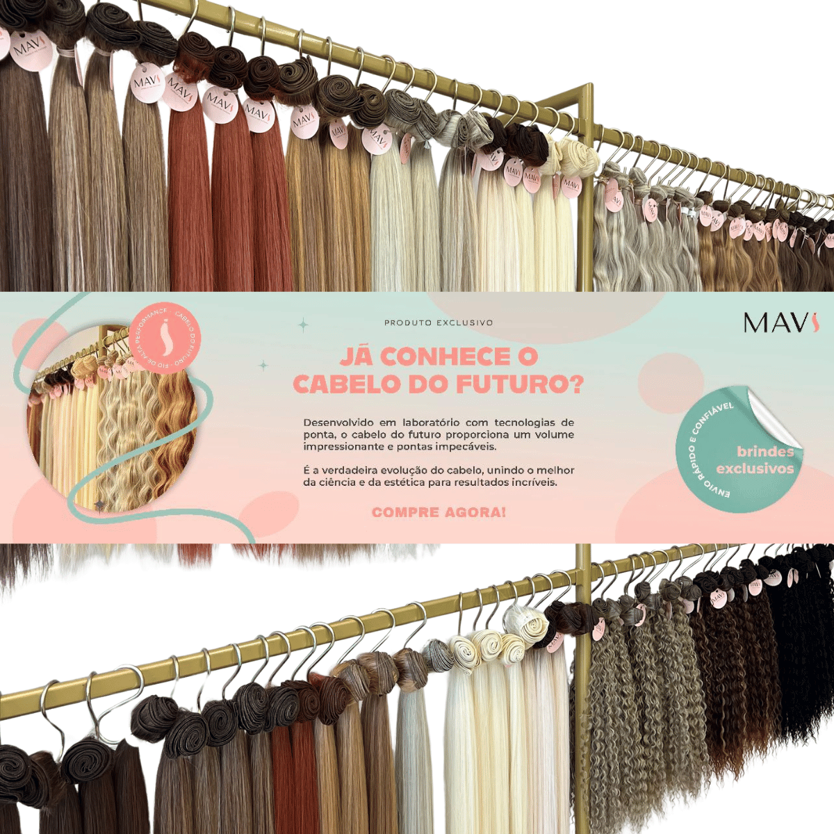 Cabelo do Futuro Ondulado Na Tela 65cm 100g Mega Hair 8Cores