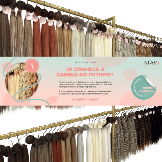 Cabelo do Futuro Ondulado Na Tela 65cm 100g Mega Hair 8Cores