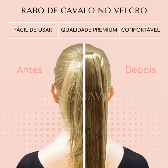 Rabo De Cavalo Liso com Velcro 100g 60cm Fácil Aplicação