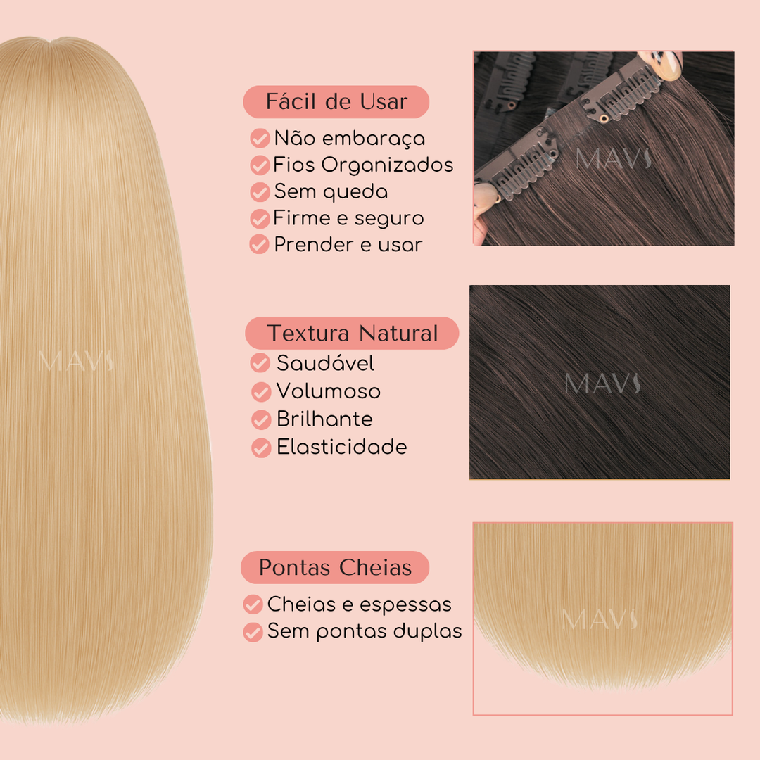 Aplique Cabelo do Futuro Liso no Tic Tac 60cm 180g Mega Hair