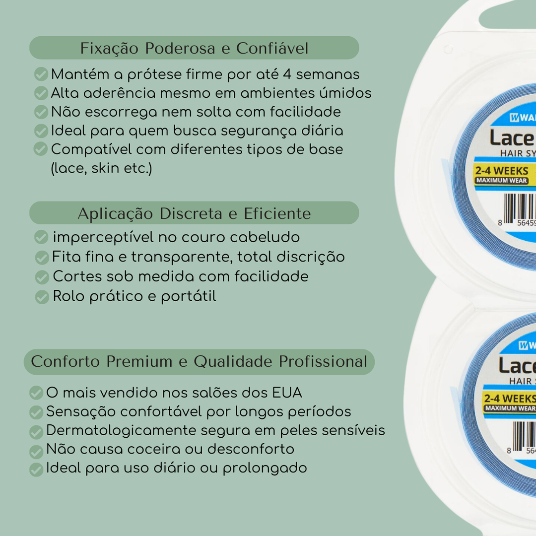 Fita Adesiva Capilar Mega Hair Prótese Walker Tape Lace Front Extra Forte - Todos os Tamanhos