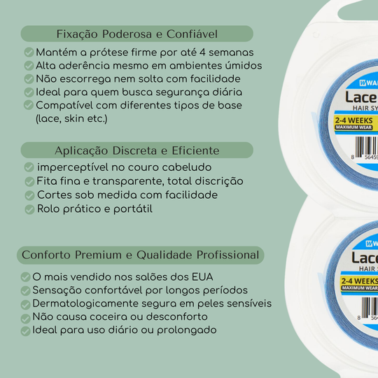 Fita Adesiva Capilar Mega Hair Prótese Walker Tape Lace Front Extra Forte - Todos os Tamanhos