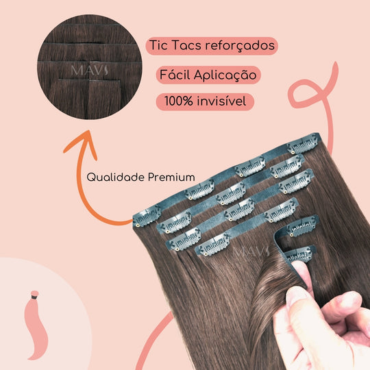 Cabelo 100% Humano Natural no TIC TAC 100g 45cm 65cm