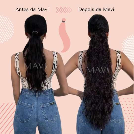 Rabo De Cavalo Ondulado com Velcro Castanho Escuro 100g 60cm