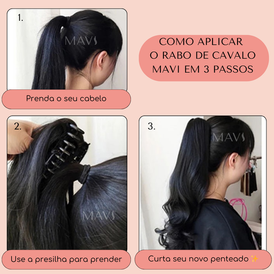 Rabo De Cavalo 60cm Ondulado Castanho 140g na Presilha