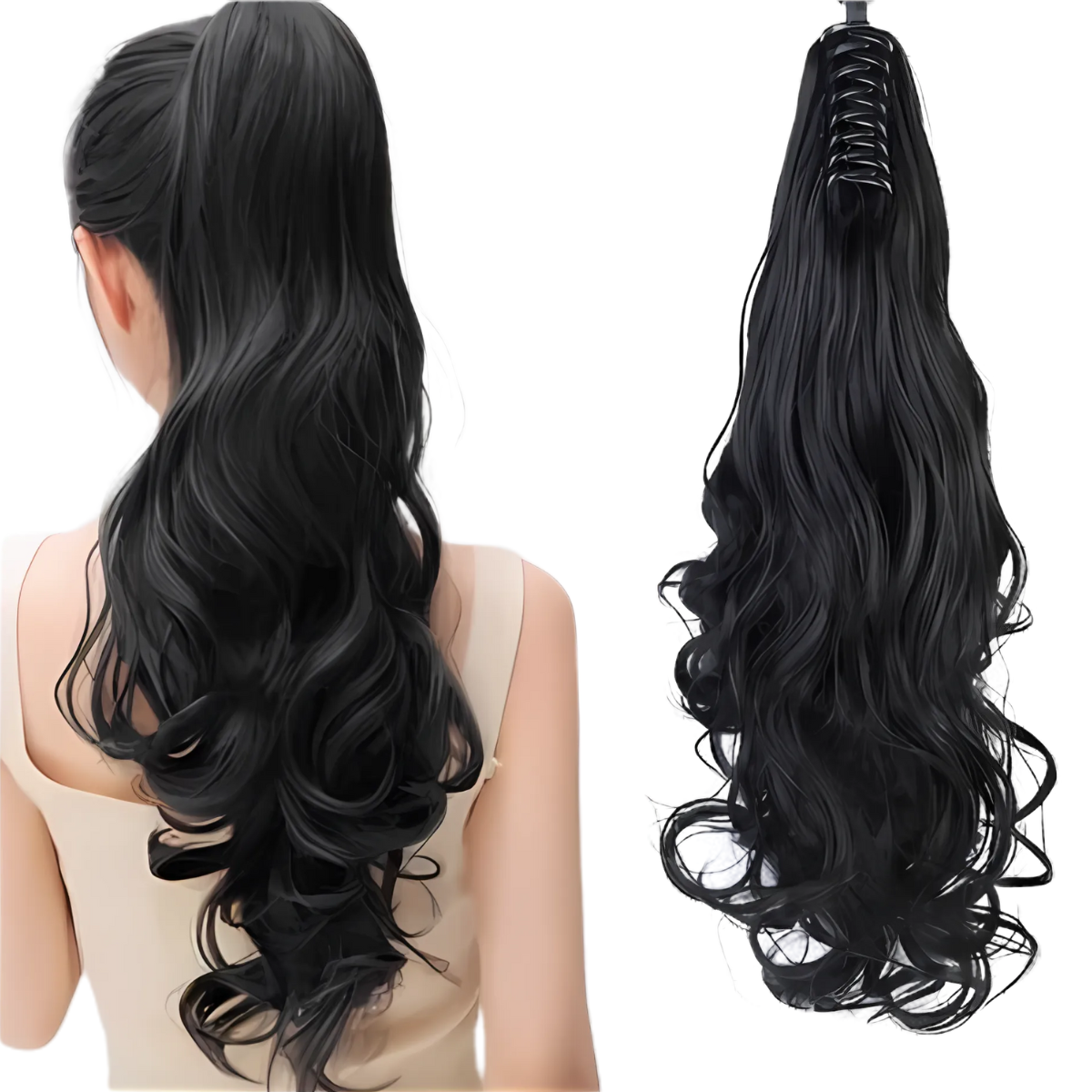 Rabo De Cavalo 60cm Ondulado Castanho 140g na Presilha