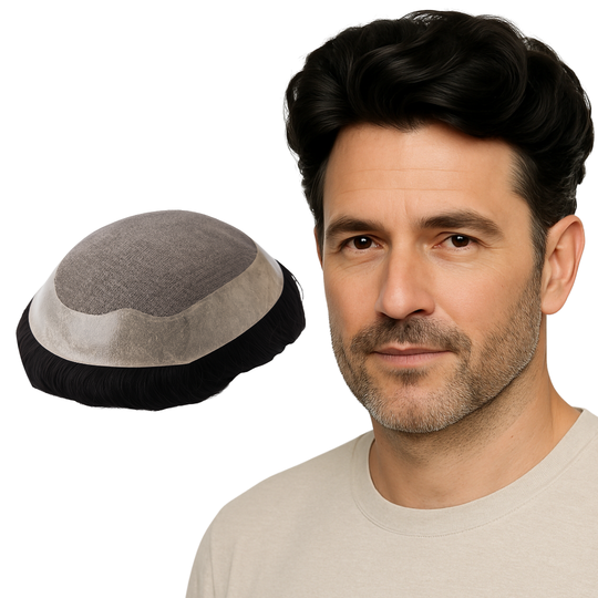 Prótese Capilar Masculina Castanho Escuro Cor 1b 15x20 e 20x25