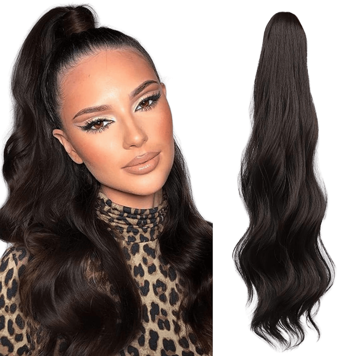 Rabo De Cavalo 60cm Ondulado Castanho 140g na Presilha