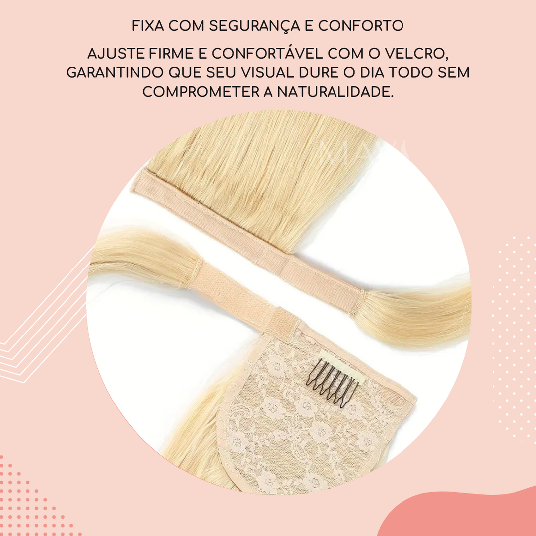 Rabo De Cavalo Liso com Velcro 100g 60cm Fácil Aplicação