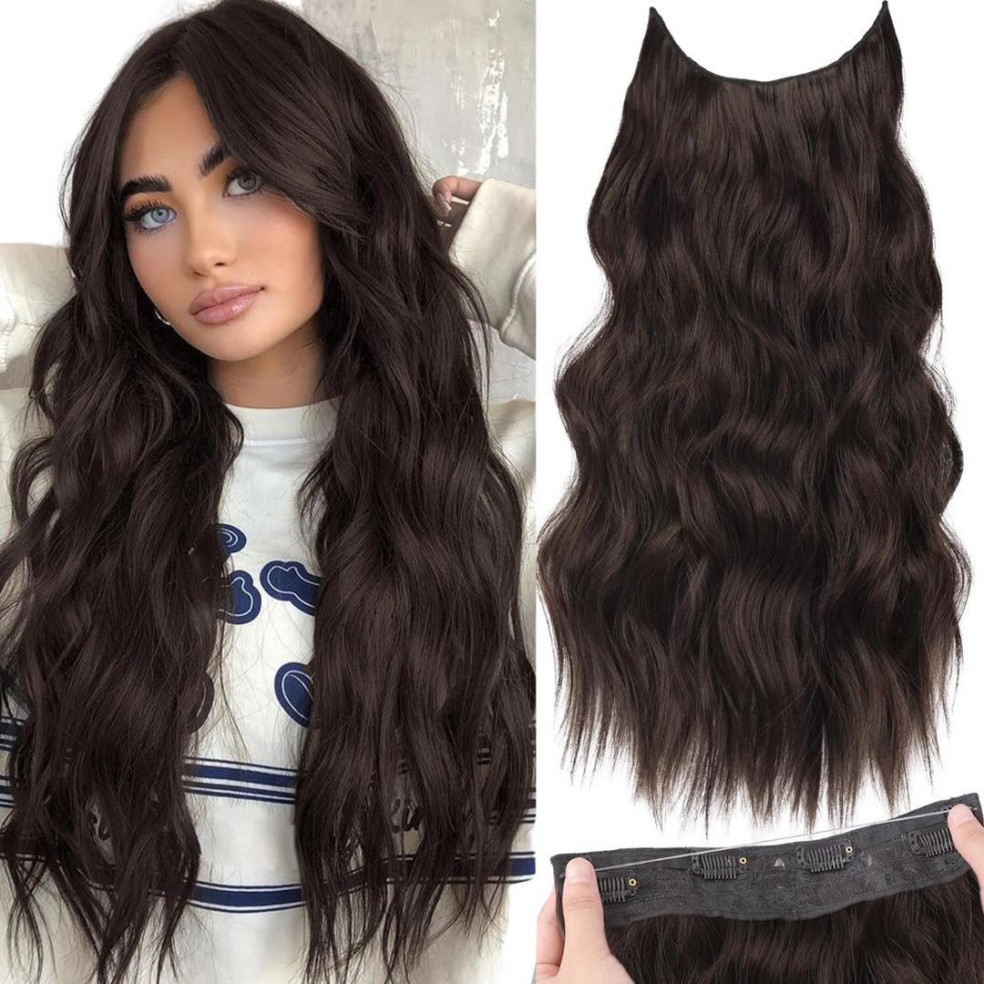 Cabelo Ondulado Bio Humano Fio Invisível Tic Tac 65cm 140gr