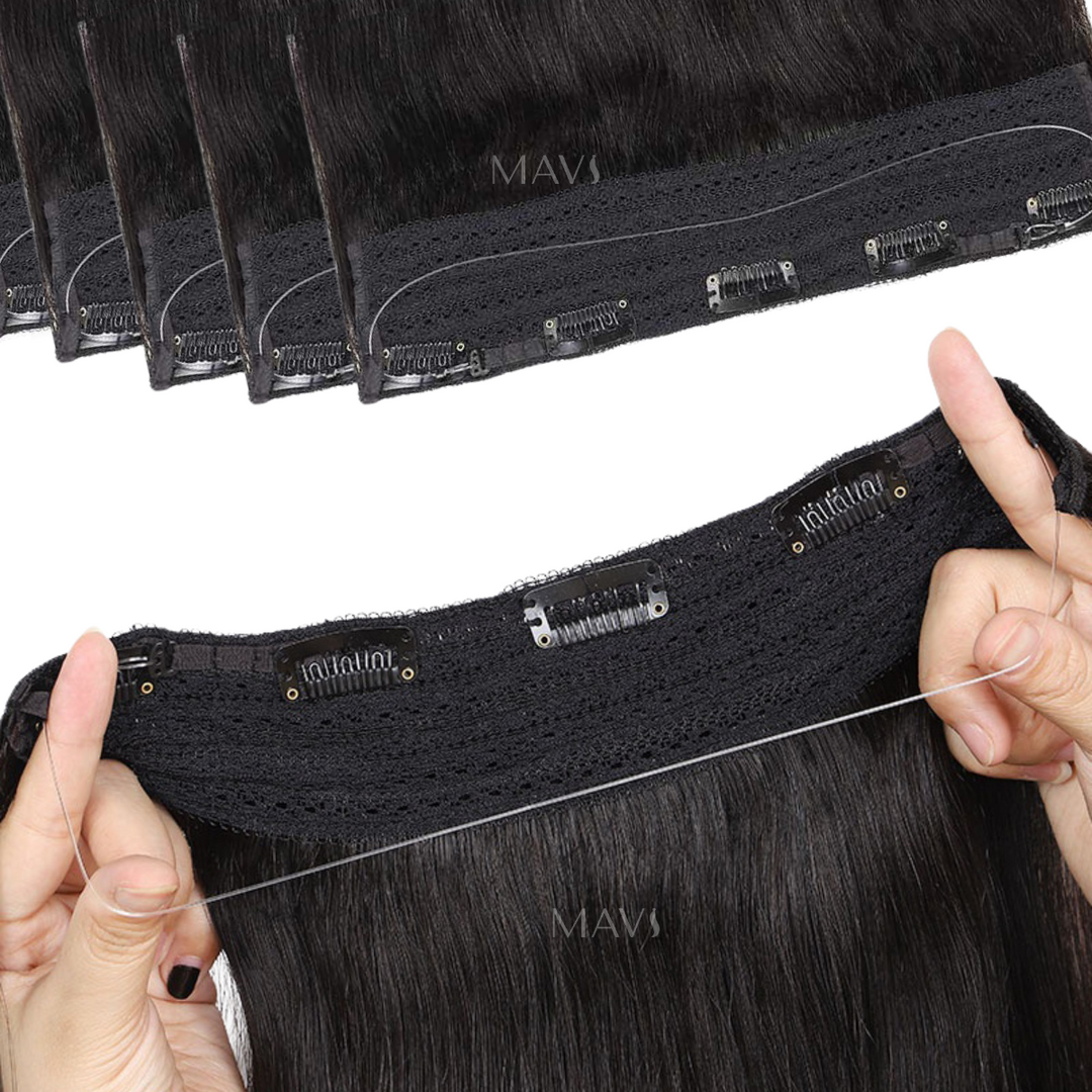 Cabelo Ondulado Bio Humano Fio Invisível Tic Tac 65cm 140gr