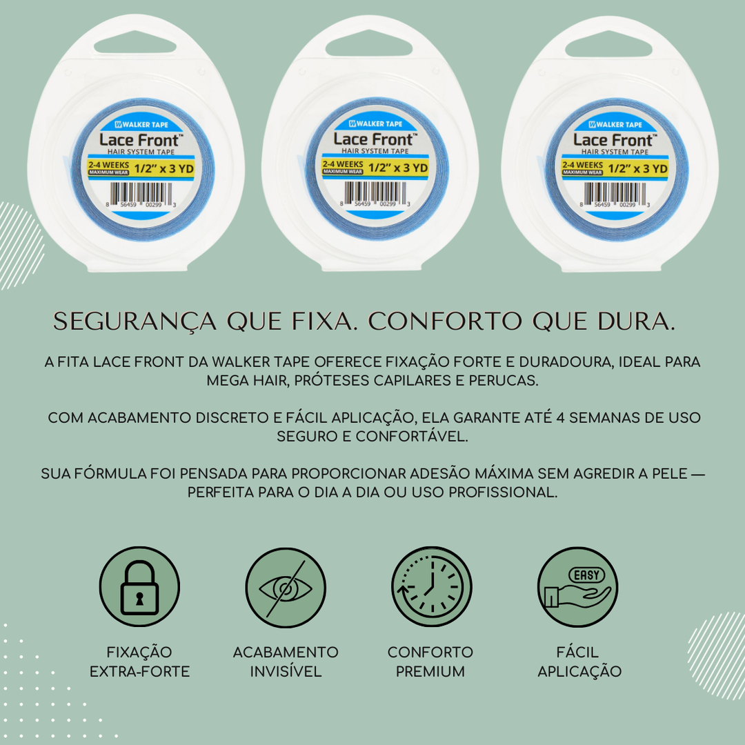 Fita Adesiva Capilar Mega Hair Prótese Walker Tape Lace Front Extra Forte - Todos os Tamanhos