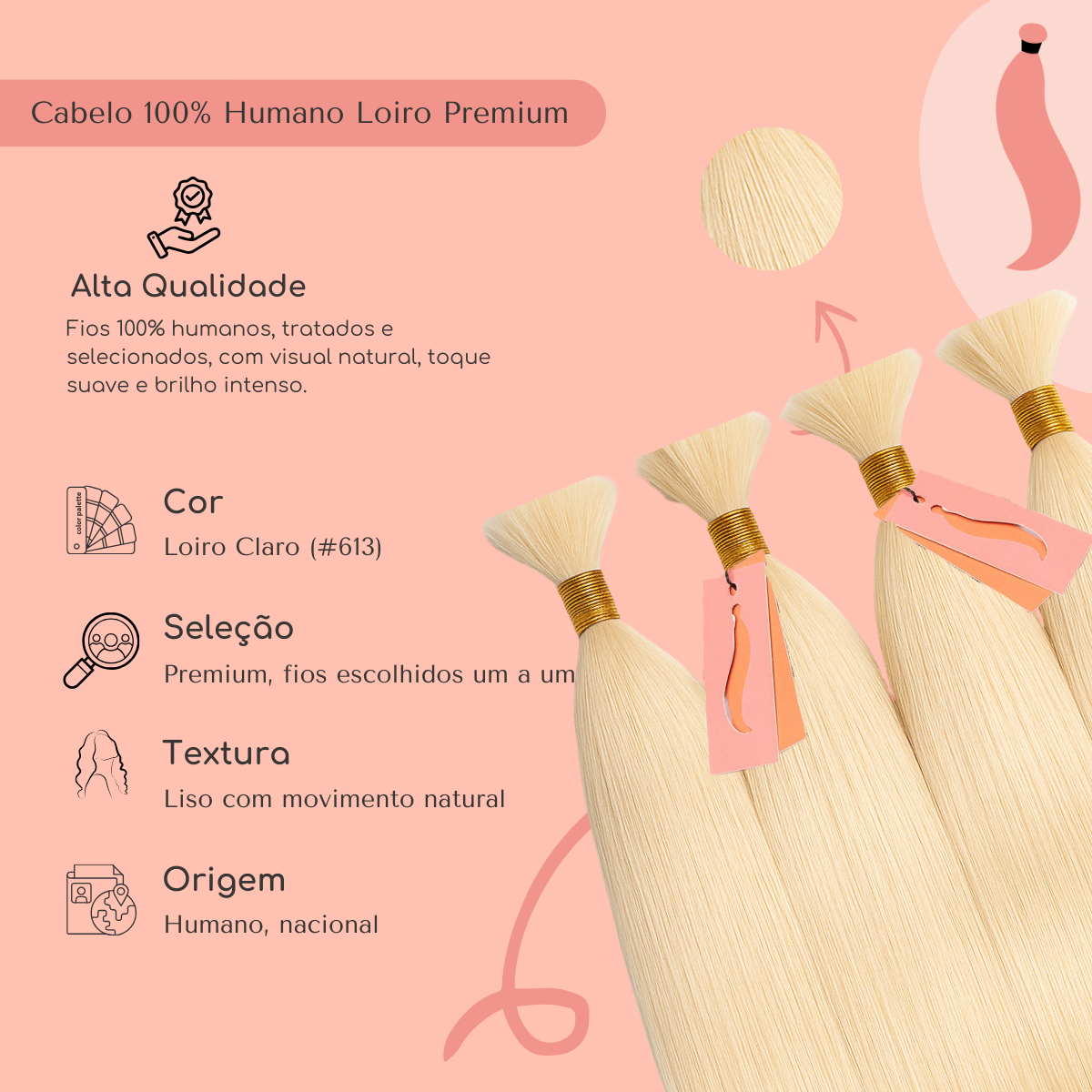 Cabelo 100% Humano Loiro Natural Liso, Todos os Tamanhos Disponíveis, Envio Imediato, Frete Grátis, Promoção