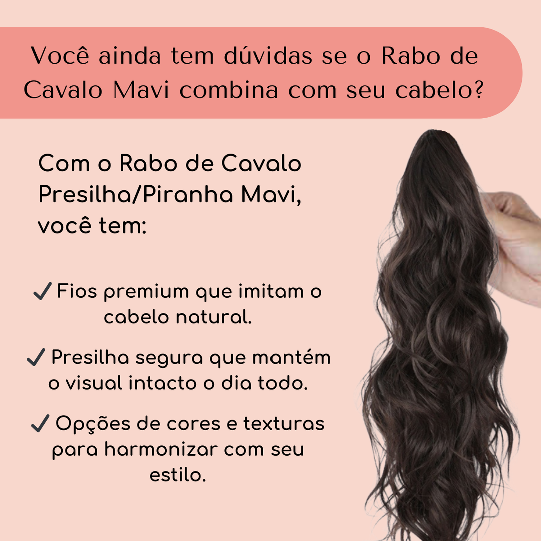 Rabo De Cavalo 60cm Ondulado Castanho 140g na Presilha