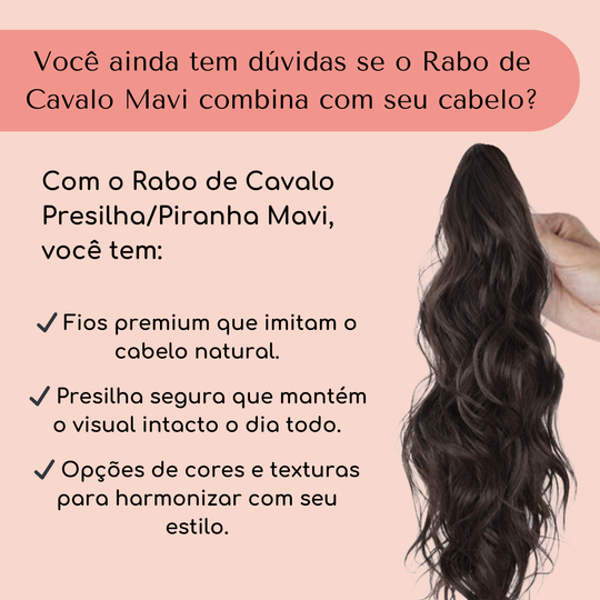 Rabo De Cavalo 60cm Ondulado Castanho 140g na Presilha